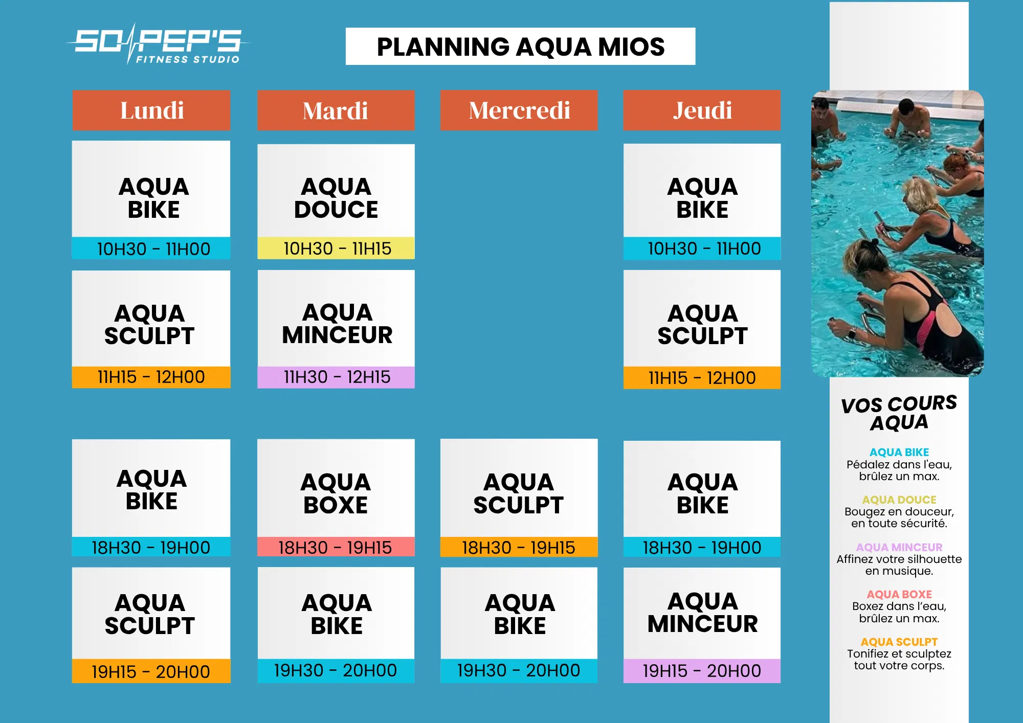 Planning Aqua Mios rentrée 2026